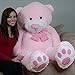 Yesbears 5 Foot Giant Teddy Bear Plush Pink ( Microfiber Bowtie )