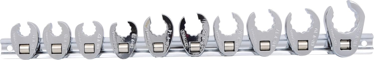 KS Tools 913.3900 3/8-inch 10-22mm Chrome+ Crowfoot Wrench Set (10 Pieces)