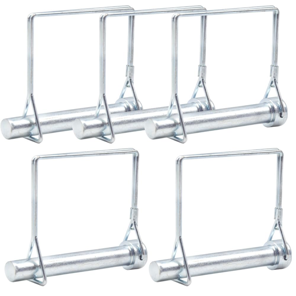 CEEYSEE 5Pcs Shaft Locking Pin 12mm Trailers Lock Hitch Lock Pin Zinc Plated Carbon Steel Round Loop Safety Wire Lock Pin Length 80mm for Farm Trailers Trolley Wagons Lawn Garden Towing(FX/12x80mm)