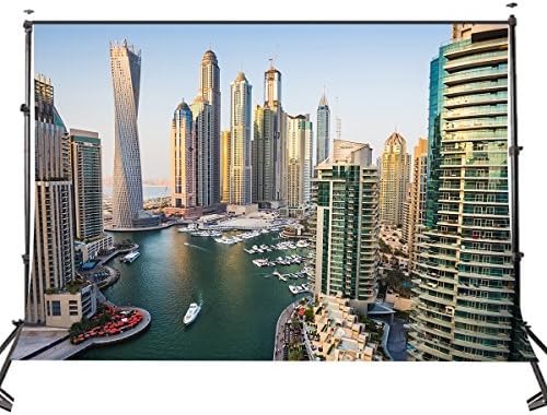 LYLY COUNTY 10×7 FT Polyester Dubai Marina Sense Backdrop Wedding Travel Poster Poster Photo Studio Props Photography Background 107-297