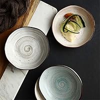 Ienbhsleg Japanese Sauce Dish Ceramic Round Thread Plate Seasoning