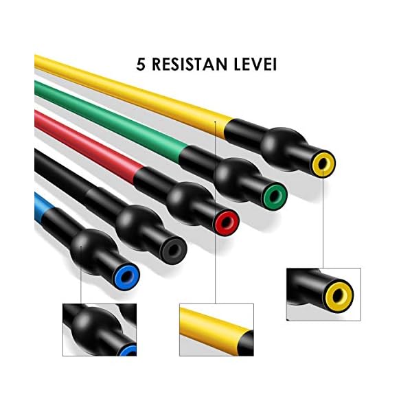 CLEEBORG Resistance Bands Set, Pull Rope Set Exercise Bands Set Men Home Workouts with Fitness Tubes, Foam Handles, Resistance Bands Exercise Elastic Pull Ropes for Indoor Strength Training(150LB)