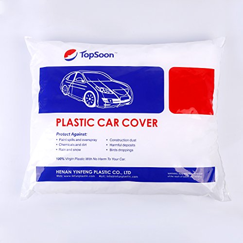 TopSoon Transparent Plastic Car Cover with Elastic Band Waterproof