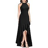 MUSHARE Women's Halter Neck Ruffle Split Bodycon Formal Evening Party Long Dress
