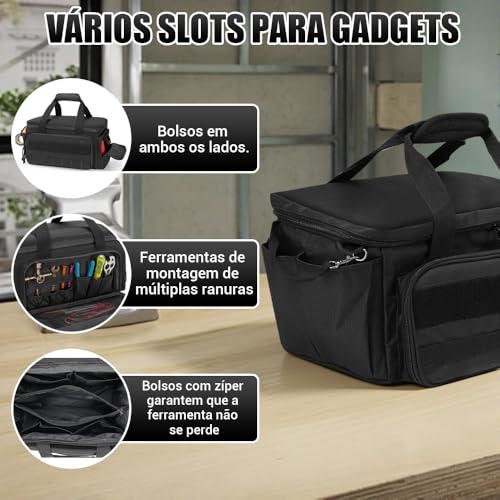 Bolsa de Ferramentas Profissional, Bolsa de Ferramentas Profissional Impermeável Compartimentos, Mochila de Ferramentas, Cintos de Ombro Ajustados Livremente