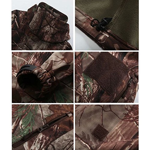 Eglemall Men's Outdoor Hunting Soft Shell Waterproof Tactical Fleece Jackets (XX-Large, Tree Camo) - Thumbnail 2