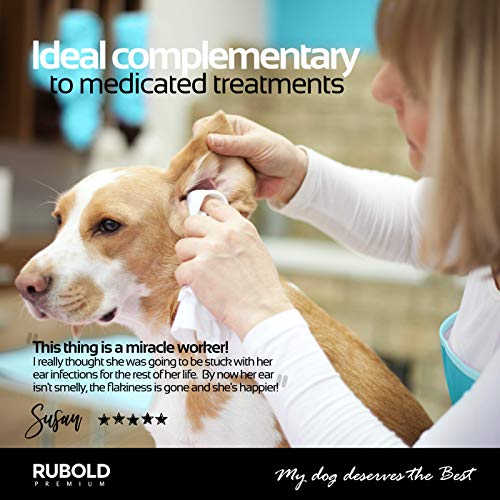 RUBOLD Natural Ear Cleaner for Dogs - Soothing and Organic Dog Ear Infection Treatment - Also Best Daily Ear Wash Solution for Every Cat Puppy and Pet