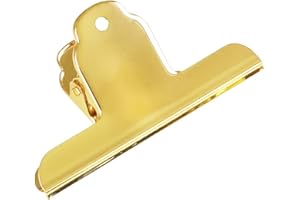 Coideal Gold Metal Bulldog Paper Clips, 3 Pack Stainless Steel Large Bull Clips Clamps for Drawing Board, Home Kitchen Office (5 7/10 Inch)