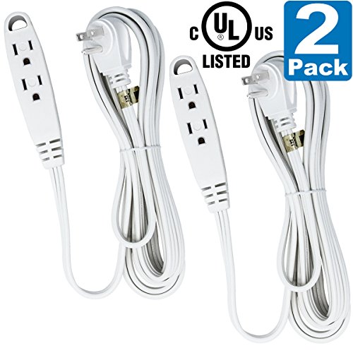 12-Feet 3 Outlet Extension Cord, Kasonic [UL Listed] 16/3 SPT-3; Triple Wire Grounded; Multi-Outlet; 13 Amp- 125V- 1625 Watts (12 Feet-2Pack) - Thumbnail 7