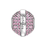 SOUFEEL October Birthstone Charm Pink Red Swarovski Crystal 925 Sterling Silver Charms for European Bracelet