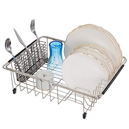 SANNO Stainless Steel Utensil Drying Rack Basket Holder for Dish Rack