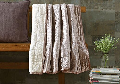 Orient Home Collection De Moocci Crushed Velvet Throw Blanket | Reversible Luxury Sherpa | Oversize 50'' x 70'' | All Season Blanket for Bed or Couch | Grey