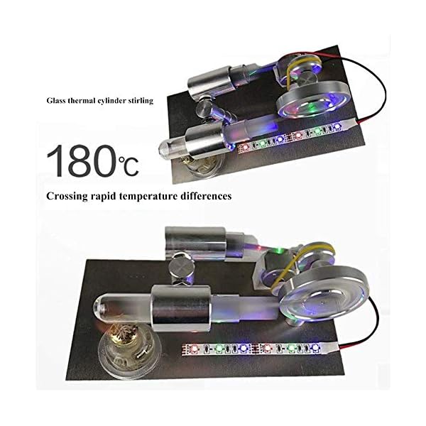 LSHUNYDE Modell Generator Solar Energyengine Generator Modell mit farbigen LED-Lichtern, Miniatur Metall Dampfmaschine… – Bild 6