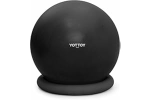 YOTTOY Exercise Ball Chair with Base,Yoga Ball Chair for Home Office Desk, Stability Ball & Fitness Ball Seat with Pump (Black, 23-26ines(58-65cm))