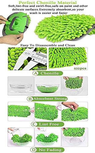 2 in 1 Chenille Microfiber Car Wash Mop Mitt With Long Handle,Car Wash Dust Brush Adjustable Length 24-46 Inch Brush Duster Paint Scratch Free Cleaning Tool Dust Collector Supplies for Washing Car - Thumbnail 3