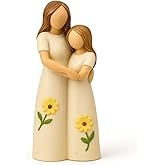 iStatue Mother Daughter Figurine – Hand-Painted Resin Hugging Statue, Ivory Home Décor Keepsake, Great for Women, Birthday for Mom (Beige)