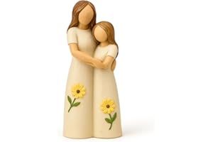 iStatue Mother Daughter Figurine – Hand-Painted Resin Hugging Statue, Ivory Home Décor Keepsake, Great for Women, Birthday for Mom (Beige)