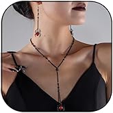 Todenb Gothic Witch Jewelry Set for Women Halloween Dark Bat Spider Necklace Earrings Set Punk Black Crystal Witch Bead Choker Earrings Halloween Dark Bridal Vampires Witch Jewelry Set