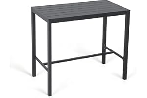 Soleil Jardin Bar Table High Top Table with All-Aluminum Frame Rectangular Pub Table for Indoor & Outdoor Use, Easy Assembly & Low Maintenance, Dark Grey