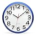 DreamSky 13 Inches Large Wall Clock, Non-Ticking Silent Quartz Decorative Clocks, Battery Operated, Blue Round Retro Indoor Kitchen Bedroom Living Room Wall Clocks, Big 3D Number Display.