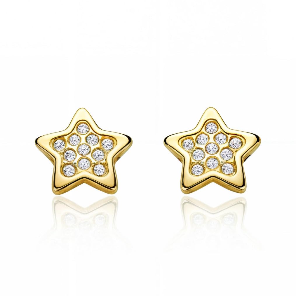 18ct Yellow Gold star children's Earrings
