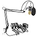 NEEWER NW-800 Condenser Microphone (Gold) with Suspension Boom Scissor Arm Stand, Table Mounting Clamp, Pop Filter and 48V Phantom Power Supply