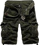 Mrignt Men's summer casual cotton multi-Pocket cargo shorts(No Belt)