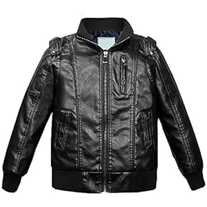 Echinodon Bikerjack voor jongens, leren jas, opstaande kraag, kindermotorjack van kunstleer