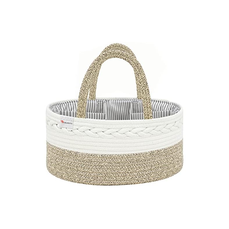 Celesto Baby Diaper Caddy Organizer – Nursery Storage Bin – Car Organizer for Diapers – Changing Table Organizer Basket…