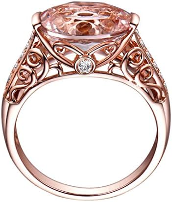 Balakie Luxury Ring Gemstone Rose Gold Diamond Hollow Design Fashion Wedding Ring