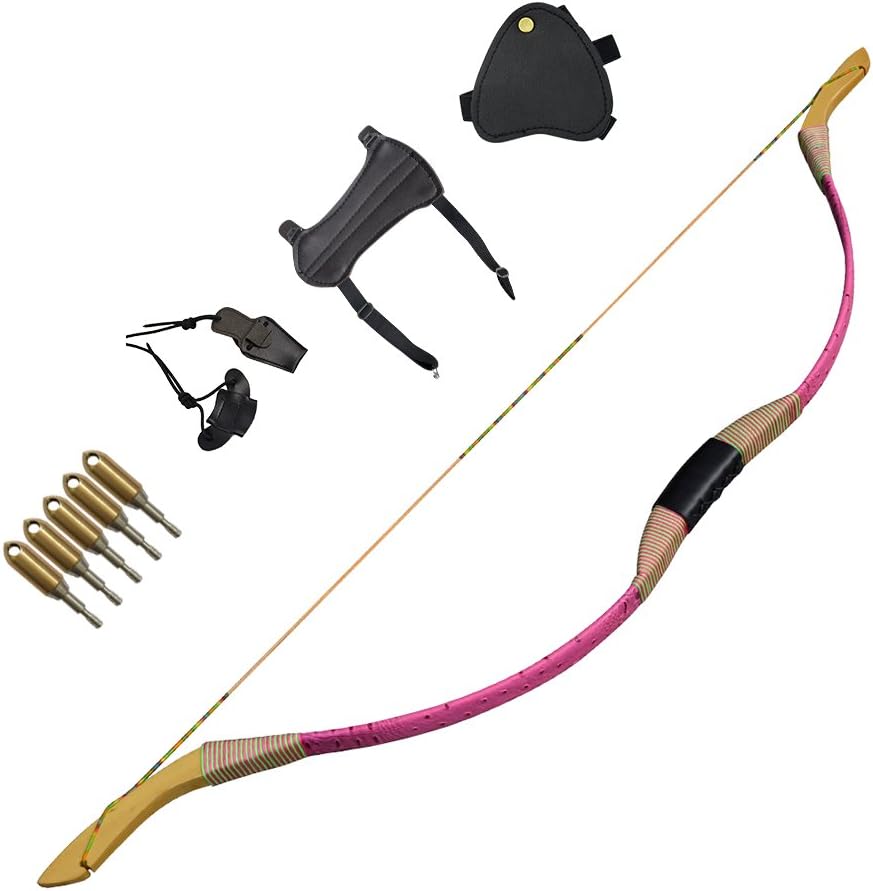 4 Colors Traditional Wooden Archery Recurve Bow for Youth Children Kids Lady Outdoor Hunting Target Shooting Sports Games Bow