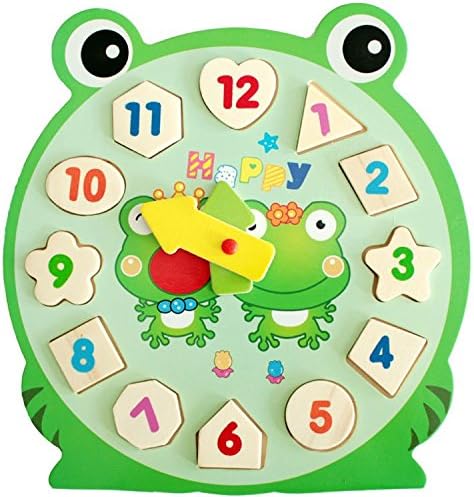 Syeer Kids Learn Time Counting Colors Clock Shape Sorting Clock Education Clock for baby infant toddler preschooler schoolchild (Little Frog)
