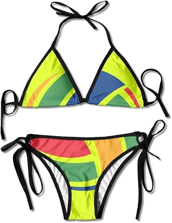 Women's Colourful Volleyball Two Piece Bikini Set Swimsuit Beach