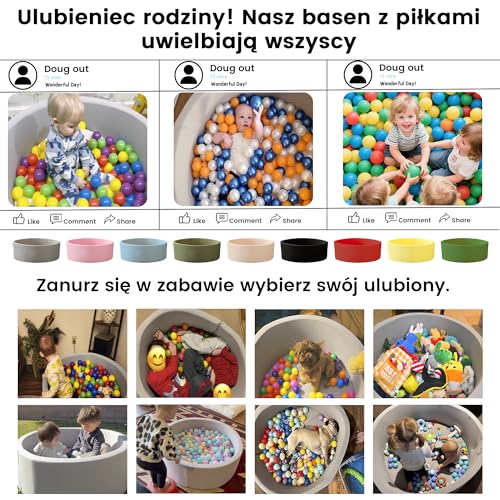 Zedachica Baby Ball Pool, 120 cm x 40 cm, Round Foam Ball Pit for Children from 1 Year Old, Indoor and Outdoor for Girls and Boys (Grey, No Balls)