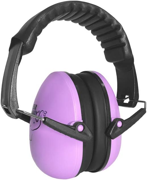 Ear Buddy Free Back Packer, Kids Hearing Protection Earmuffs - Junior Ear Defenders for Children, Infants, Small Head Adults, Women - Foldable Ear Protector Noise Reduction Ear Muffs (Violet)