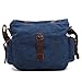 Kattee Men's Canvas Cow Leather DSLR SLR Vintage Camera Shoulder Messenger Bag Blue