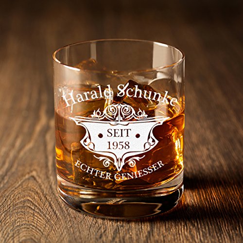 polar-effekt Whiskyglas Personalisiert 320 ml Trink-Glas für Whiskey, Rum und Scotch - Geschenk-Idee für Männer - Motiv-Gravur Wappen – Bild 3
