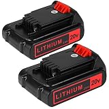 2packs Replace Battery for Black and Decker 20v Max 2500mAh,LBXR20 Replacement Battery LB20 LBX20 LBX4020 Extended Run Time Cordless Power Tools Series