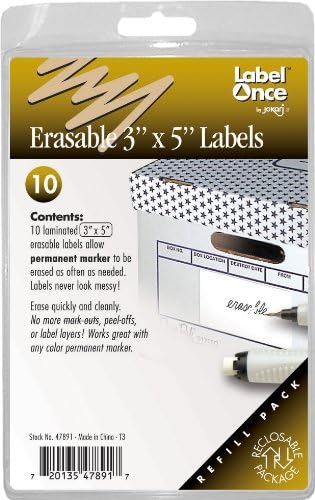JokariLabel Once Erasable 3x5-Inch Labels Refill Pack, 10-Count
