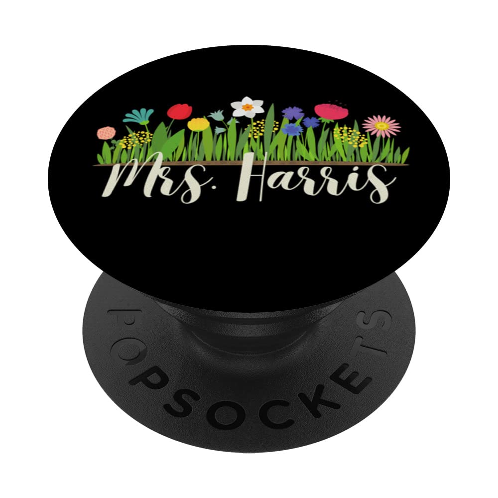 Mrs. Harris Flowers Married Teacher Cute PopSockets Swappable PopGrip