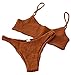Mumentfienlis Women's Two Piece Solid Color Bikini Swimsuit Size M Brown