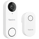 Reolink 2K Video Doorbell Wi-Fi Camera with Chime, 3:4 Head-to-Toe View, 180°View, 5/2.4 GHz Wi-Fi, 2-Way Talk, Person/Packag