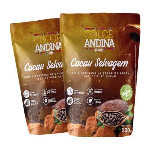 Cacau Selvagem 100% puro Color Andina 200g-2 pacotes