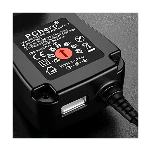 PChero 30W Universal AC/DC Adapter Schaltnetzteil mit 9pcs Adapter Tipps, enthält Mini & Micro USB Stecker, für 3V bis 12V Haushaltselektronik und LED-Streifen - 2000mA max – Bild 6
