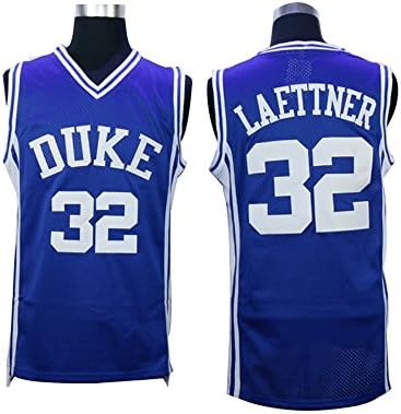 Christian Laettner #32 Duke Blue Devils College Throwback Basketball Jersey Embroidery Blue S-XL (Large)