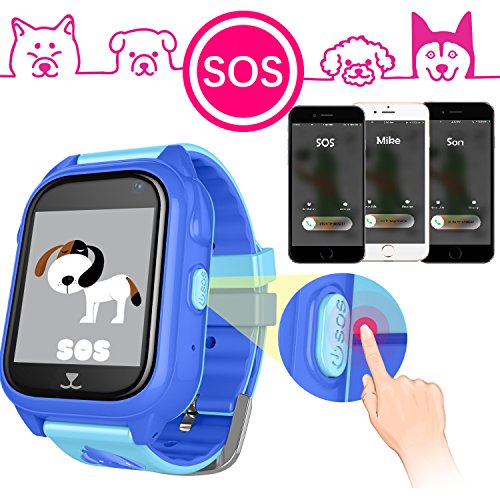 iCooLive Waterproof IP67 Kids Smart Watch Accurate GPS Tracker with FREE SIM CARD for Kid Boys Girls Smartwatch Phone watch Game watch with SOS Call Camera Electronic Learning Toys Birthday Gift