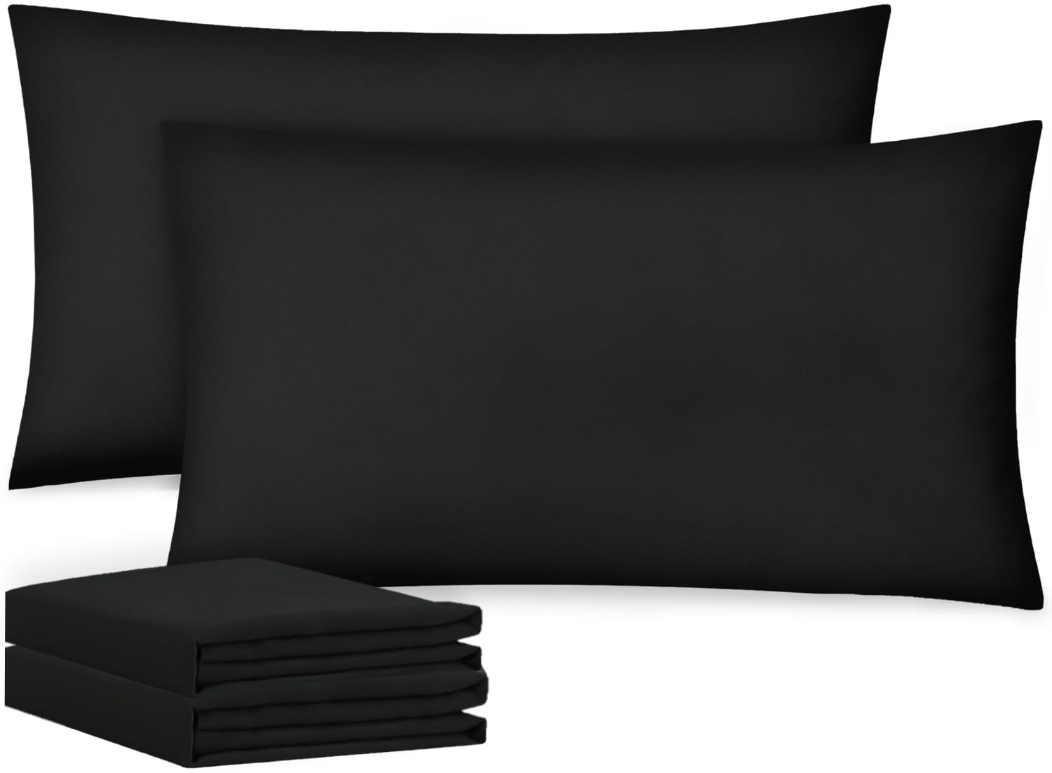 Acrali Home 1 set of Black Pillowcases - Standard Size 50x75 cm, 1800 Super Soft and Cozy Premium Microfiber Pillow Covers with Envelope Closure - Breathable, Wrinkle Free, Fade & Stain Resistant
