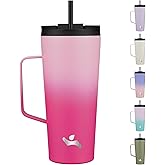 Konokyo Insulated Tumbler with Handle and Straw, 22 OZ Travel Coffee Mug Stainless Steel Cup Metal Water Bottle,Cherry