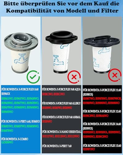 Beaufan 4 Pack Filters Compatible with Rowenta X-Force Flex 8.60 RH96 Series RH9611 RH9637 RH9638 RH9639 RH9677 RH9678 & X-PERT 6.60 RH68 RH6821 RH6837 6838 RH6877 Series 88 Cordless Vacuum Cleaner Real