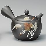 Yamakiikai Tokoname Black Kyusu(Japanese teapot) Japanese Leafs pattern with a strainer 290cc M542 from Japan